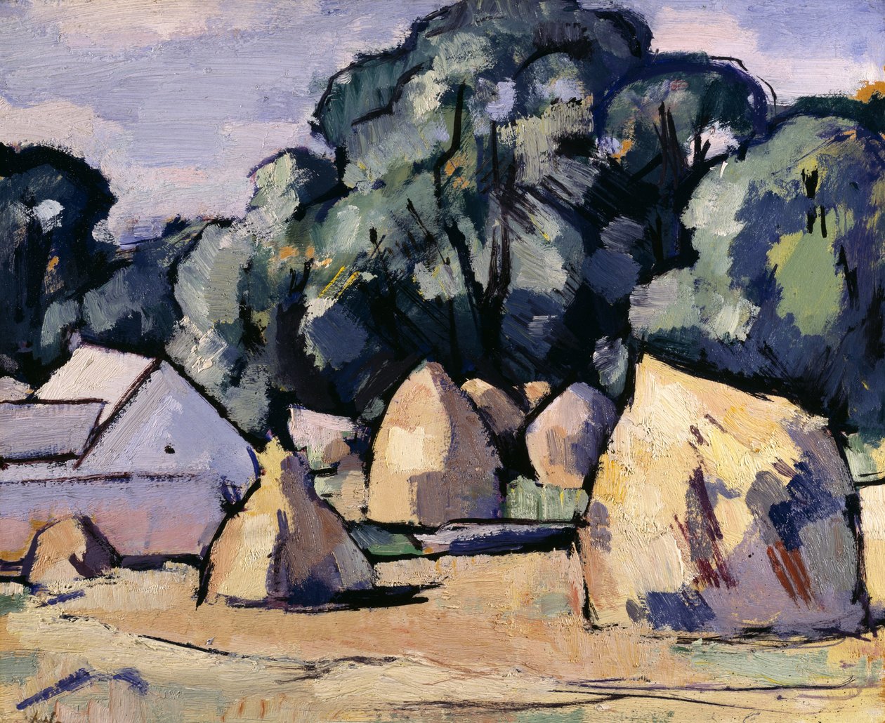 Laggan gårdsbygninger nær Dalbeattie (olje på panel) av Samuel John Peploe