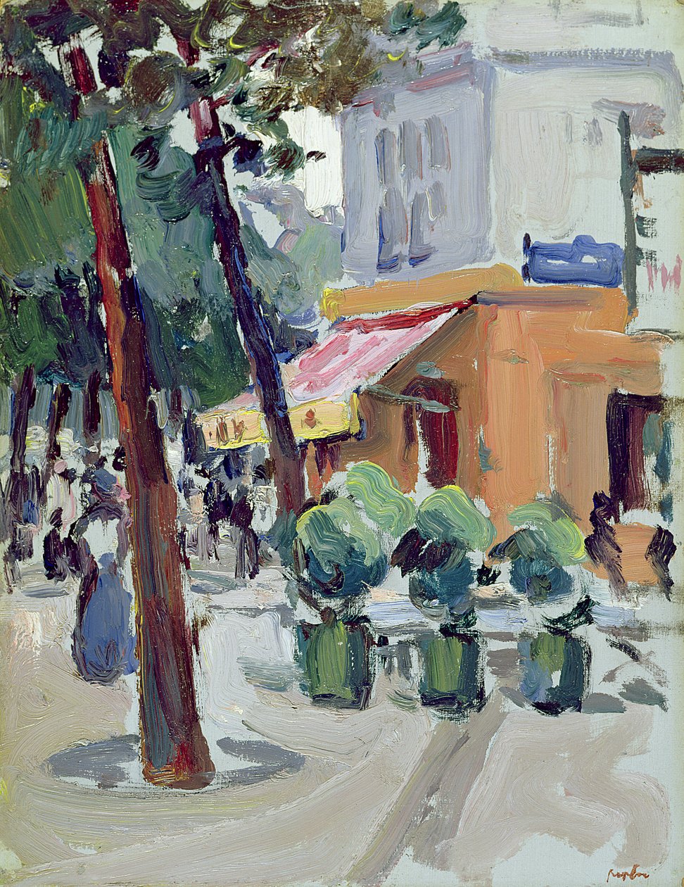 Luxembourg Gardens, Paris (olje på panel) av Samuel John Peploe