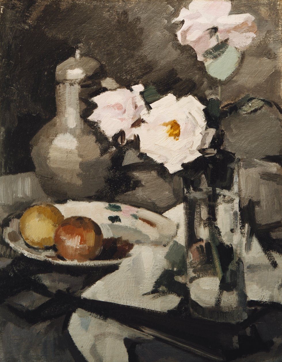 Rosa roser i en glassvase, ca. 1924 av Samuel John Peploe