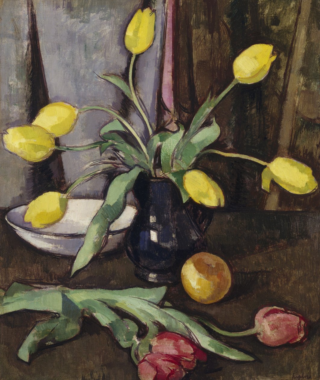 Stilleben med tulipaner (olje på lerret) av Samuel John Peploe
