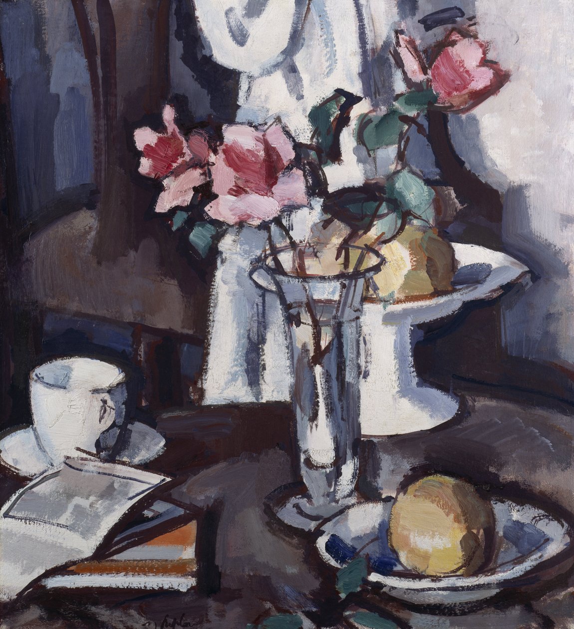 Stilleben med røde roser, ca. 1931 (olje på lerret) av Samuel John Peploe
