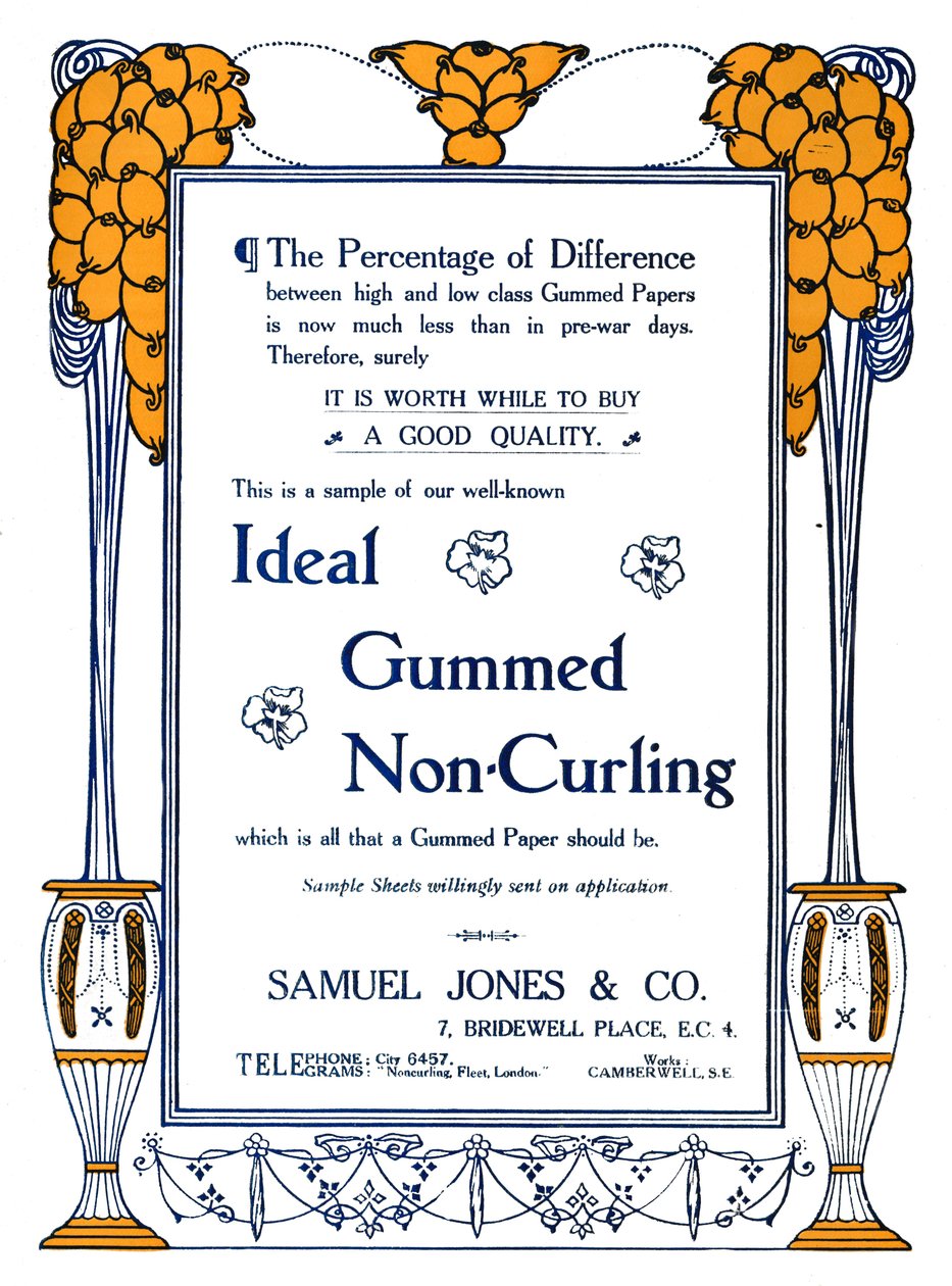 Samuel Jones & Co. - Ideell Gummed Non-Curling Annonse, 1919 av Samuel Jones