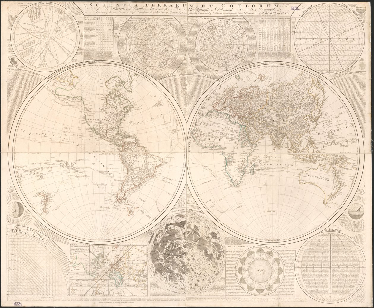 Scientia terrarum et coelorum: eller, himmelen og jorden astronomisk og geografisk avgrenset og vist: inneholder de mest nysgjerrige og nyttige opplysningene i solcellestjerne- og verdslige systemer, trofast oppregnet og avgrenset i henhold til t. av Samuel; Kitchin Dunn