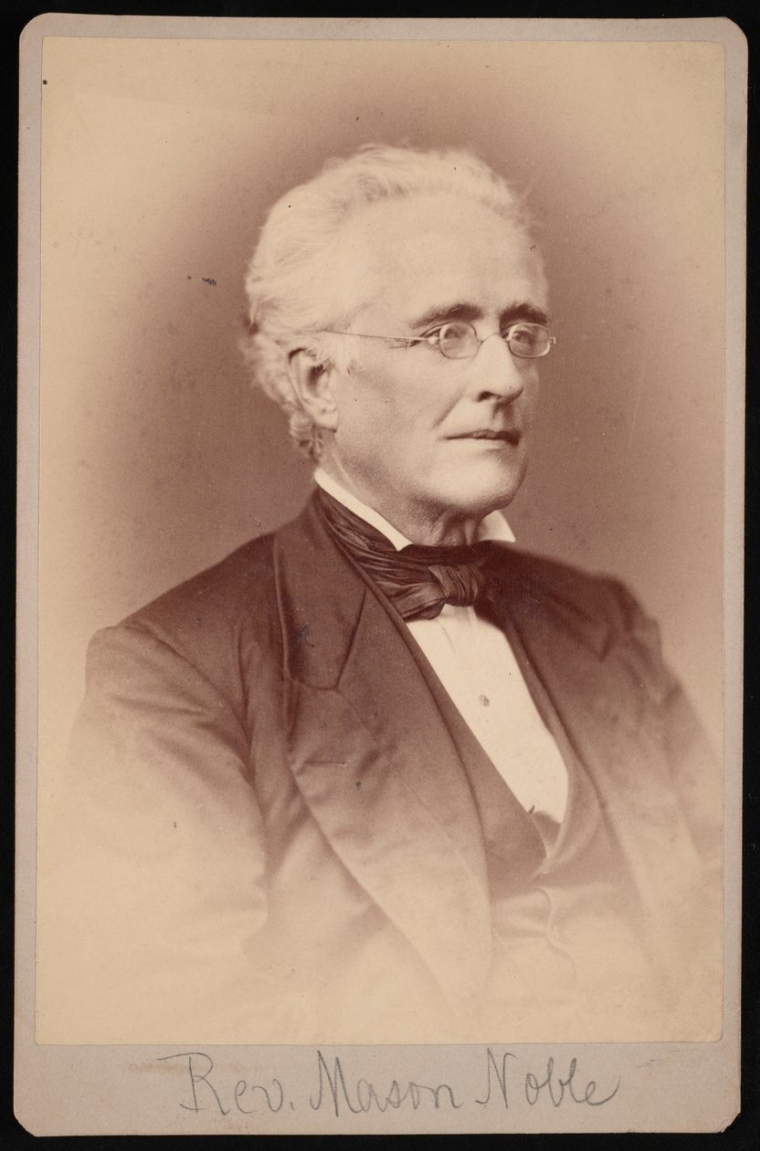 Portrett av pastor Mason Noble 1809-1881, mellom 1876 og 1880. av Samuel Montague Fassett