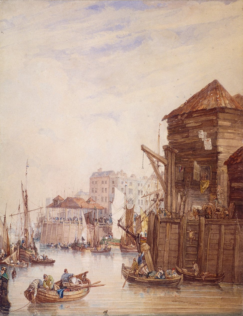 Billingsgate Wharf, London, 1820 av Samuel Owen