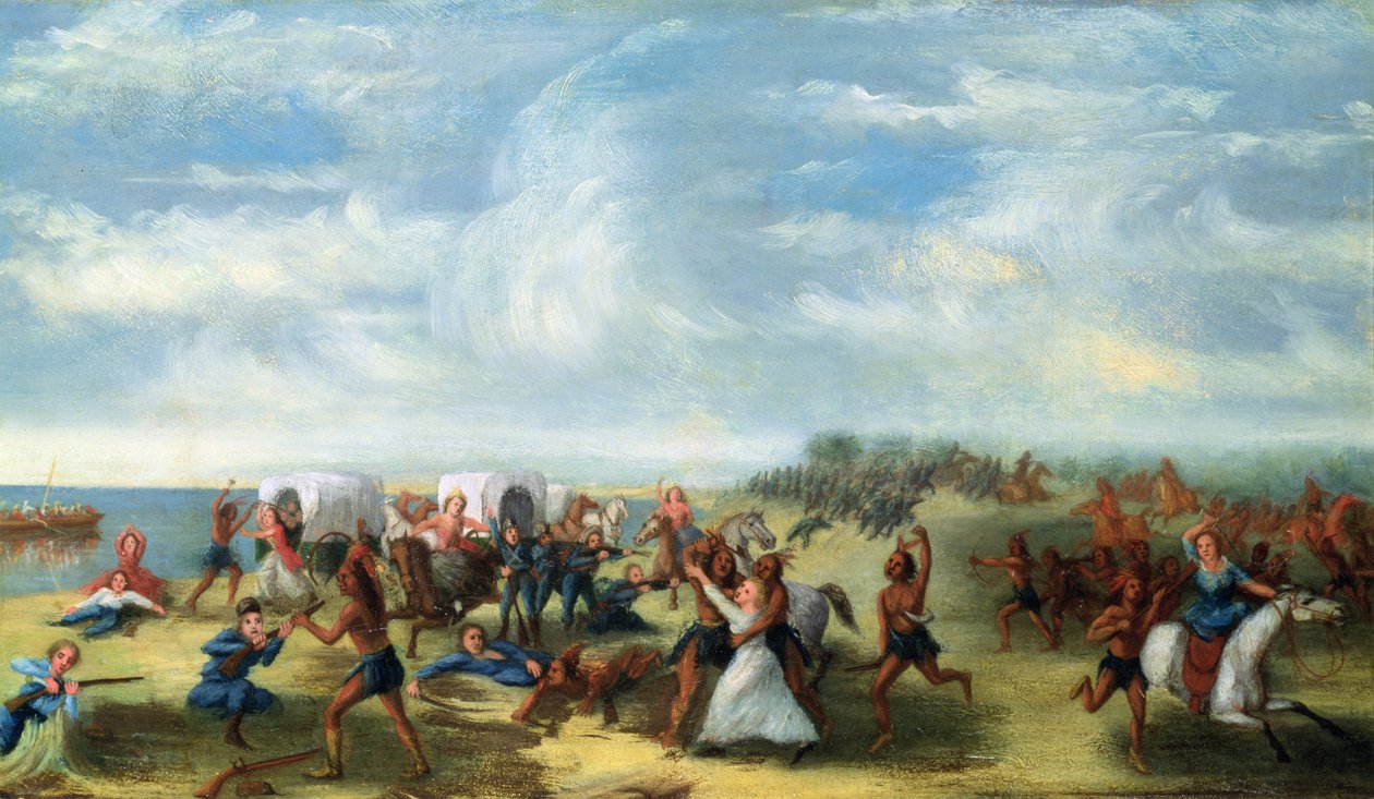 Fort Dearborn-massakren den 15. august 1812 av Samuel Page