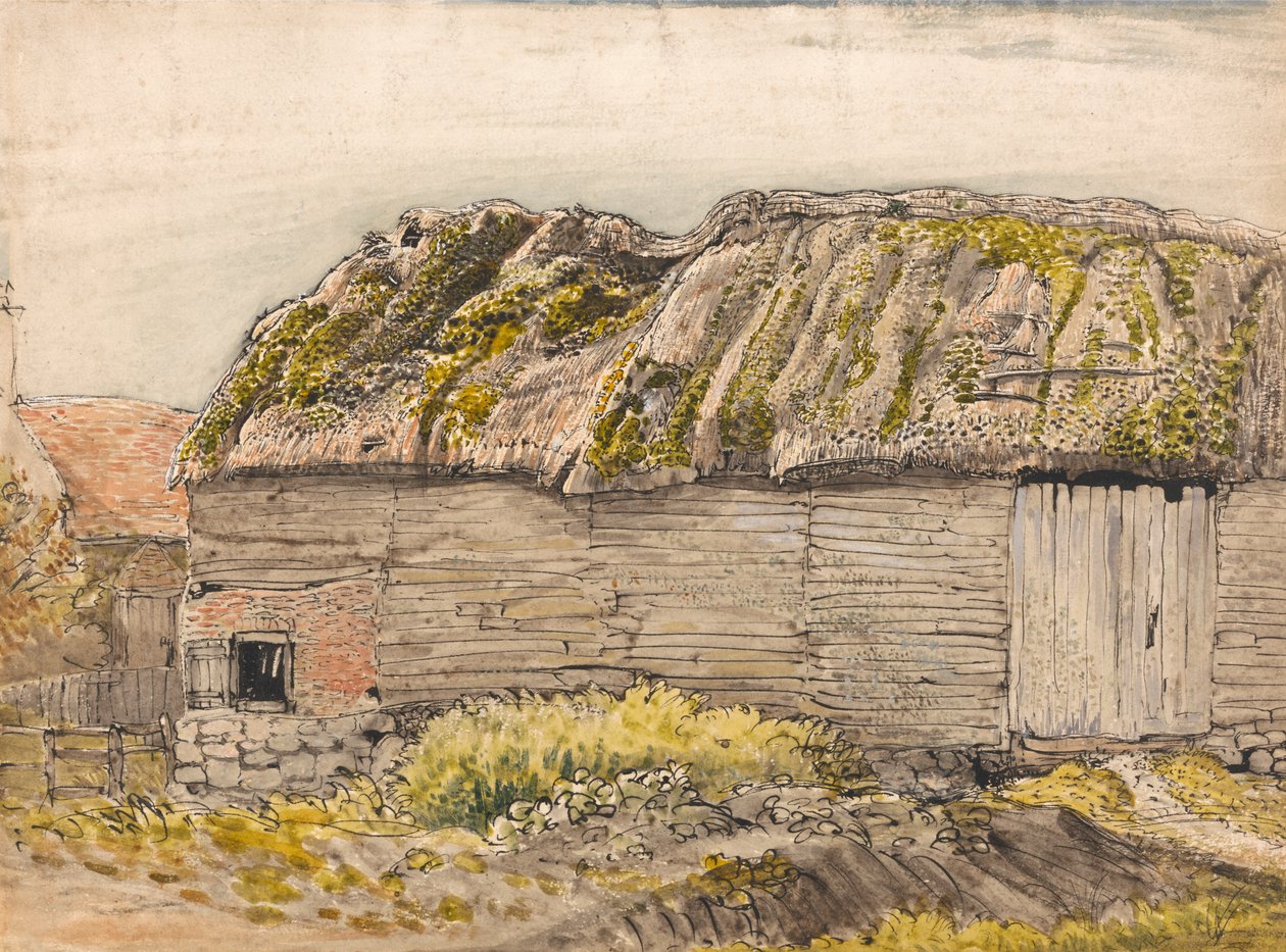En låve med mosete tak, Shoreham av Samuel Palmer