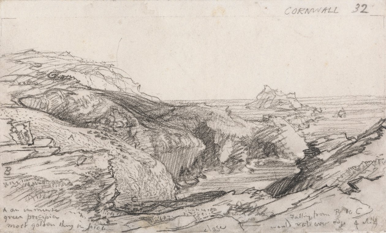 En side fra en Cornish Sketchbook: Cornwall 32 av Samuel Palmer