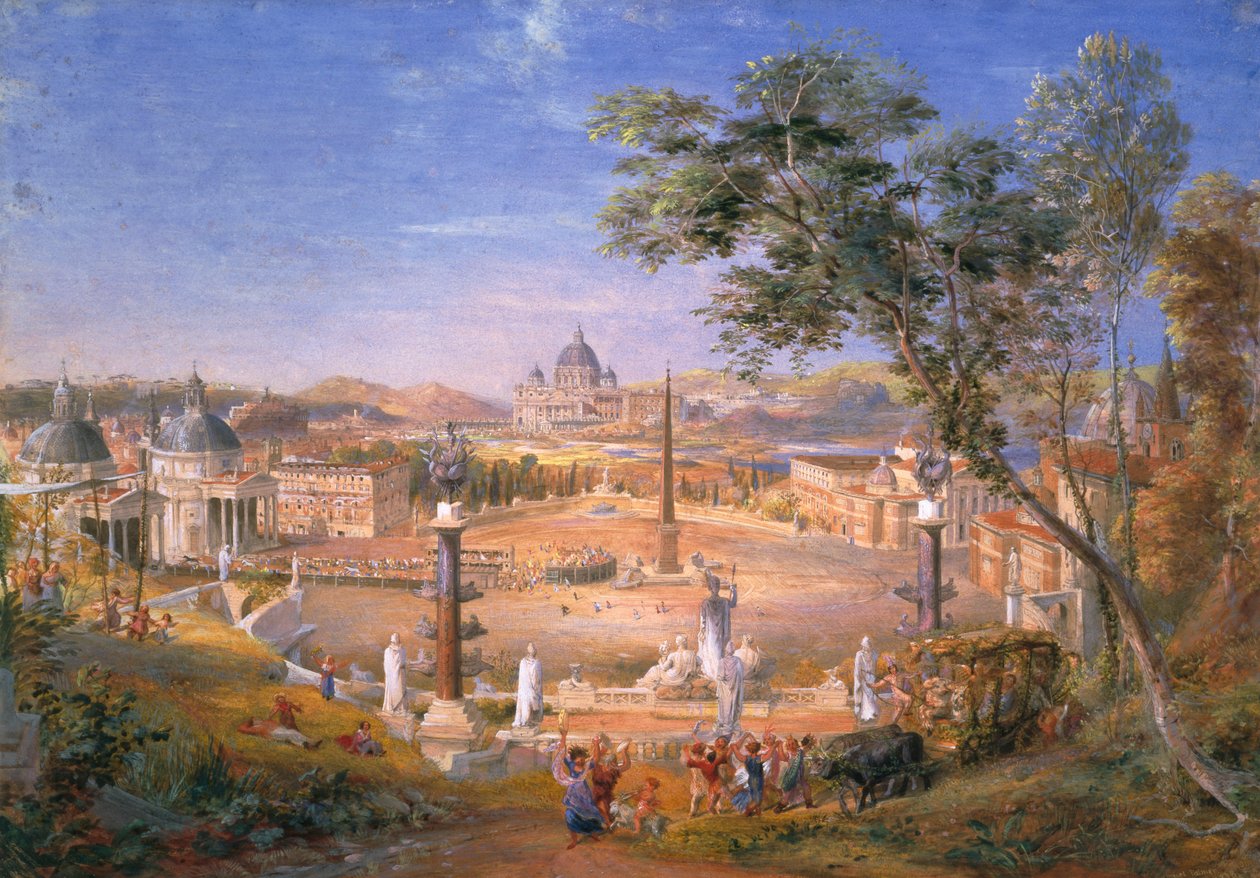 En utsikt over det moderne Roma under karnevalet, 1838 av Samuel Palmer