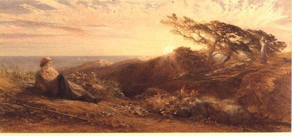 Eventide, ca. 1858 (akvarell) av Samuel Palmer