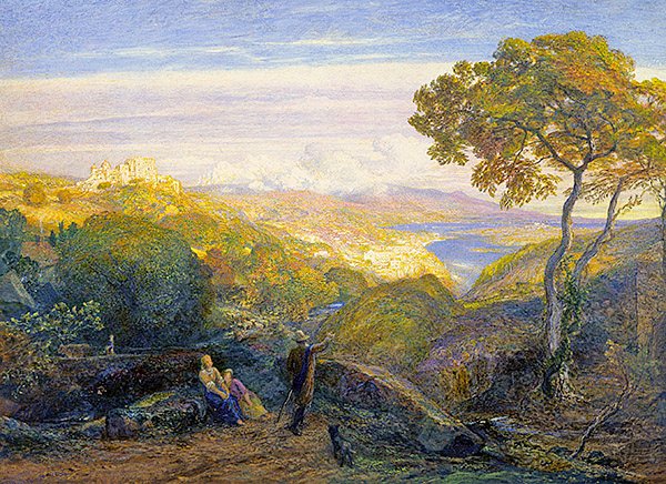 Landskap (olje på lerret) av Samuel Palmer