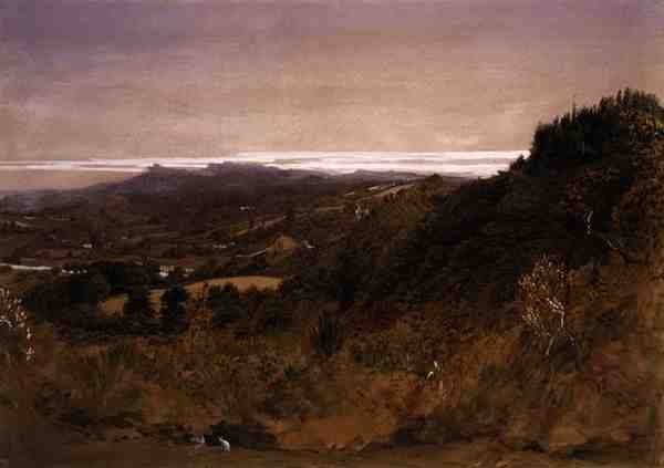 Nær Underriver, Sevenoaks, Kent (akvarell på papir) av Samuel Palmer