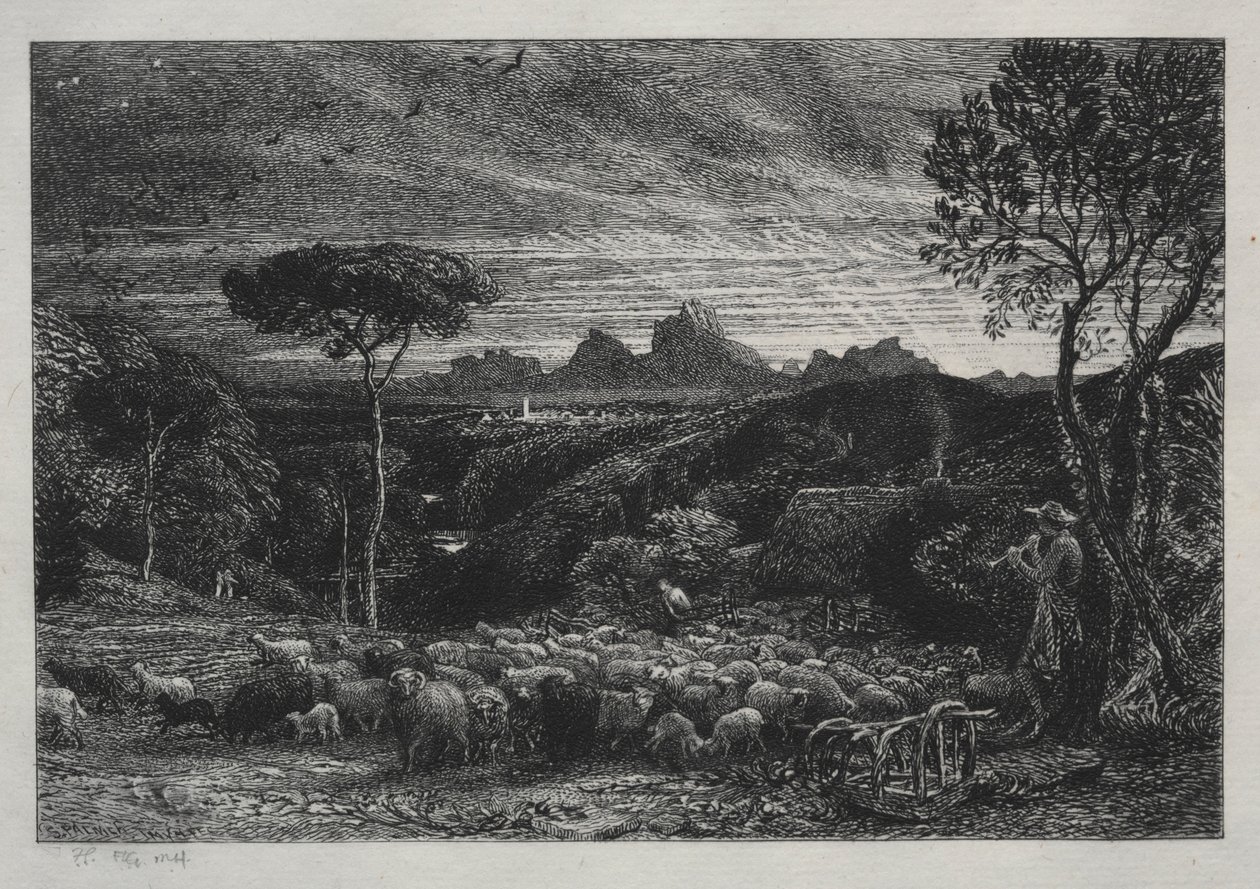 Åpning av folden, 1880. av Samuel Palmer