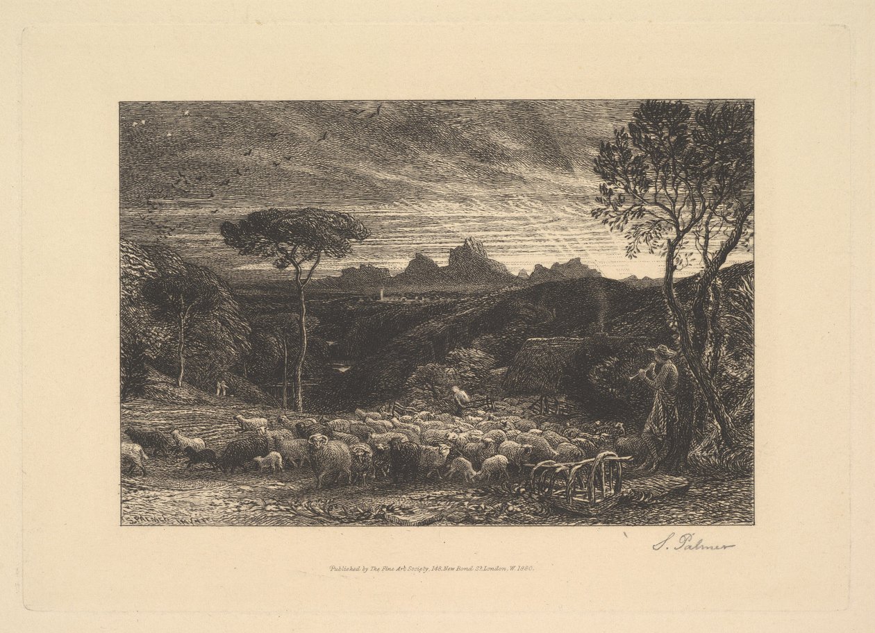 Åpning av folden, eller tidlig morgen, 1880. av Samuel Palmer