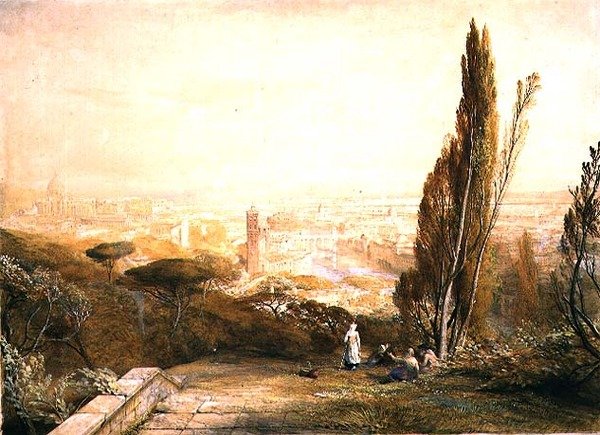 Roma, fra Western Hills, ca. 1840 (blyant, akvarell og kroppsfarge på papir) av Samuel Palmer