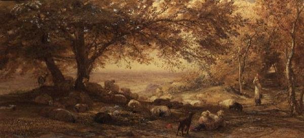 Shady Quiet (akvarell) av Samuel Palmer