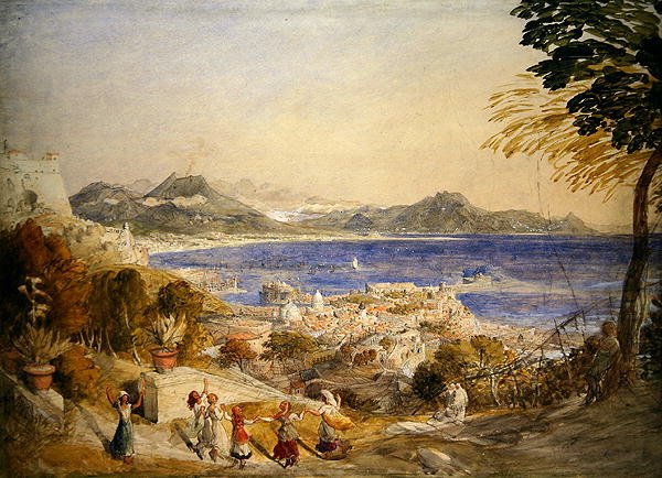 Napolibukten (akvarell på papir) av Samuel Palmer
