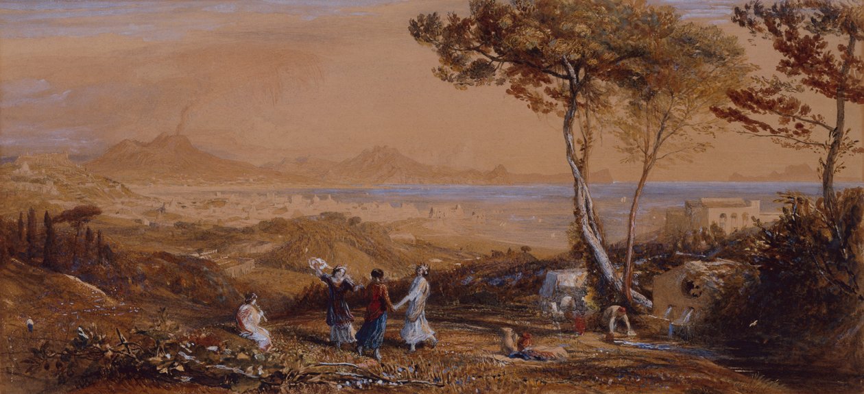 Napolibukten (akvarell på papir) av Samuel Palmer