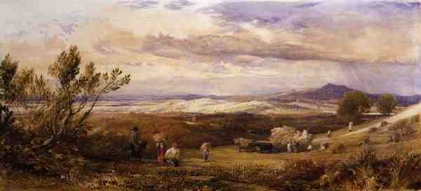 The Cornfield, Cloudy Morning (akvarell) av Samuel Palmer