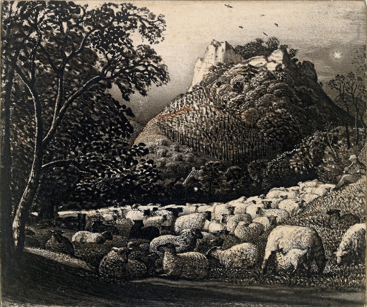 Flokken og stjernen, c1831-1832 av Samuel Palmer