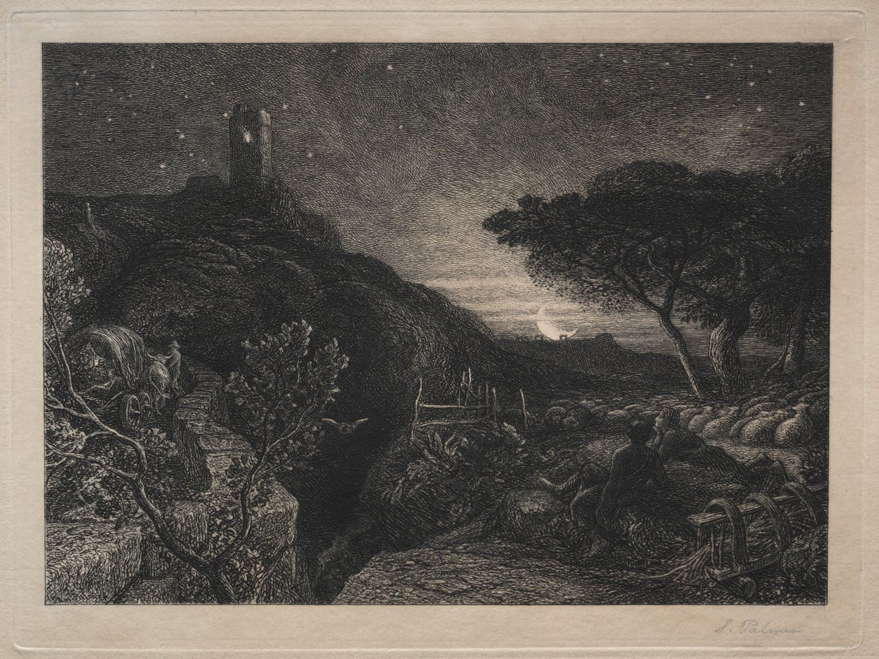 Det ensomme tårnet. av Samuel Palmer