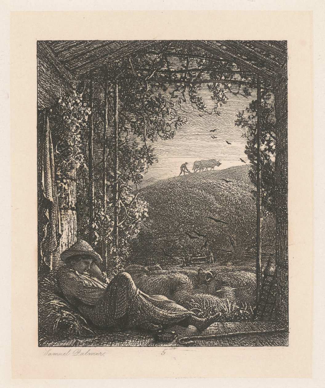 Den sovende hyrden av Samuel Palmer