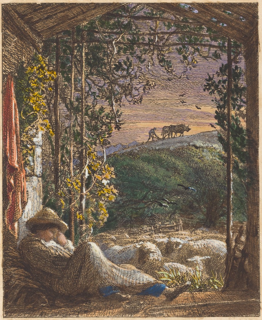 Den sovende hyrden; Tidlig morgen av Samuel Palmer
