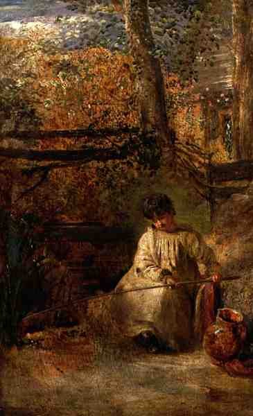 The Young Angler (olje om bord) av Samuel Palmer