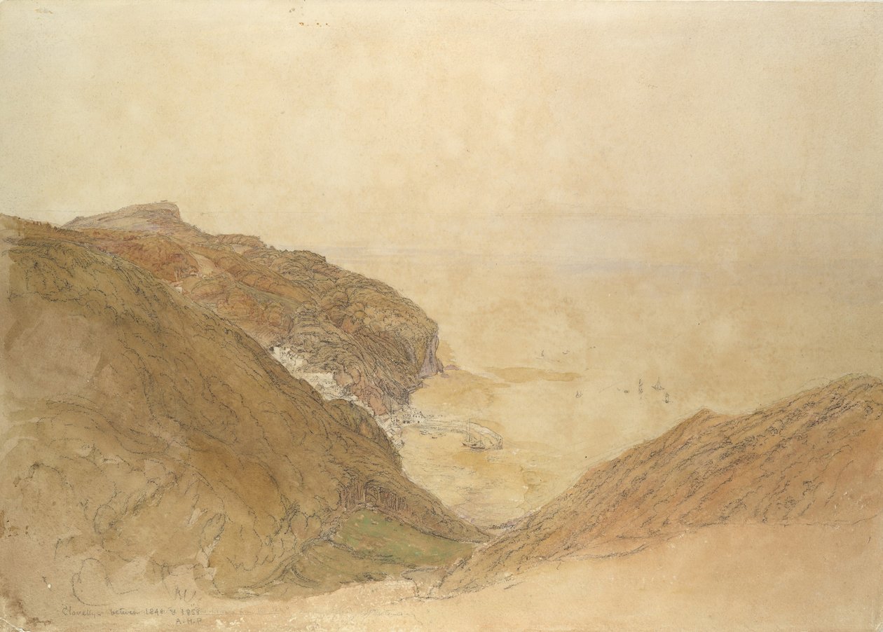 Utsikt over Clovelly, Devon, ca. 1848-49. av Samuel Palmer