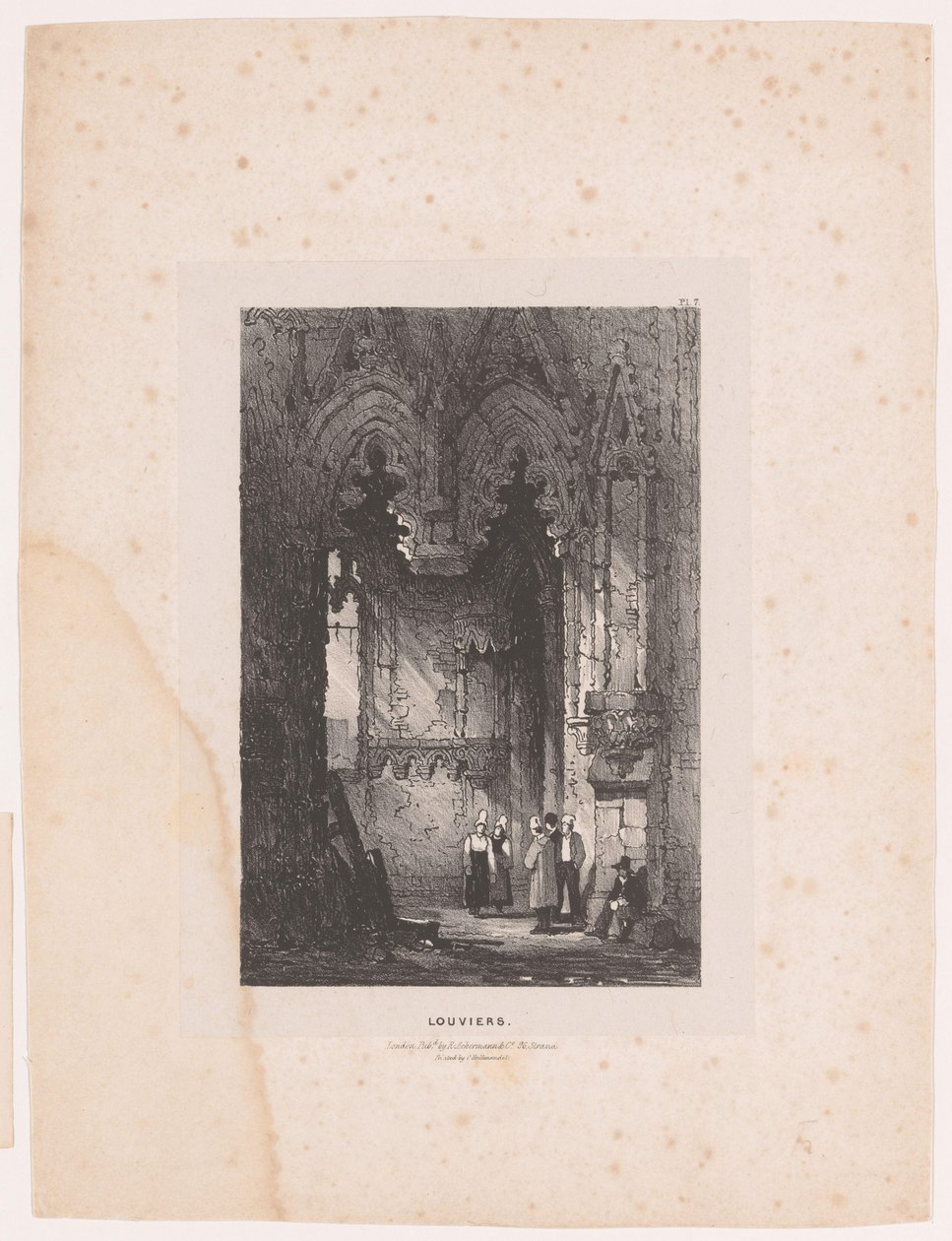 Interiør i en kirke i Louviers Louviers (tittel på objekt) Interiør (serietittel) Interiør (serietittel) av Samuel Prout (attributed to)
