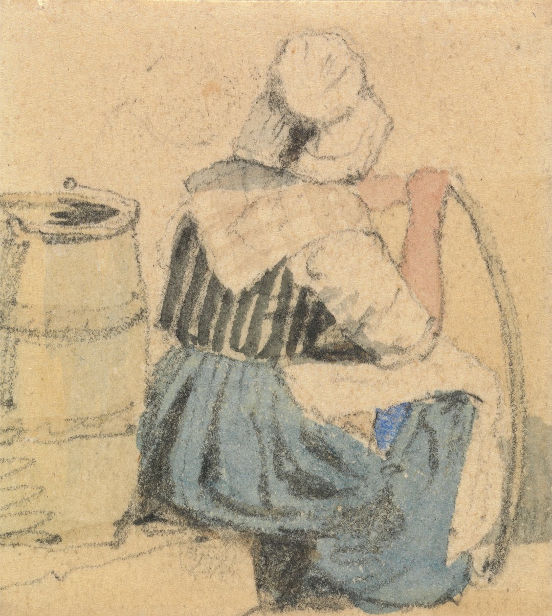 En sittende bondekvinne av Samuel Prout