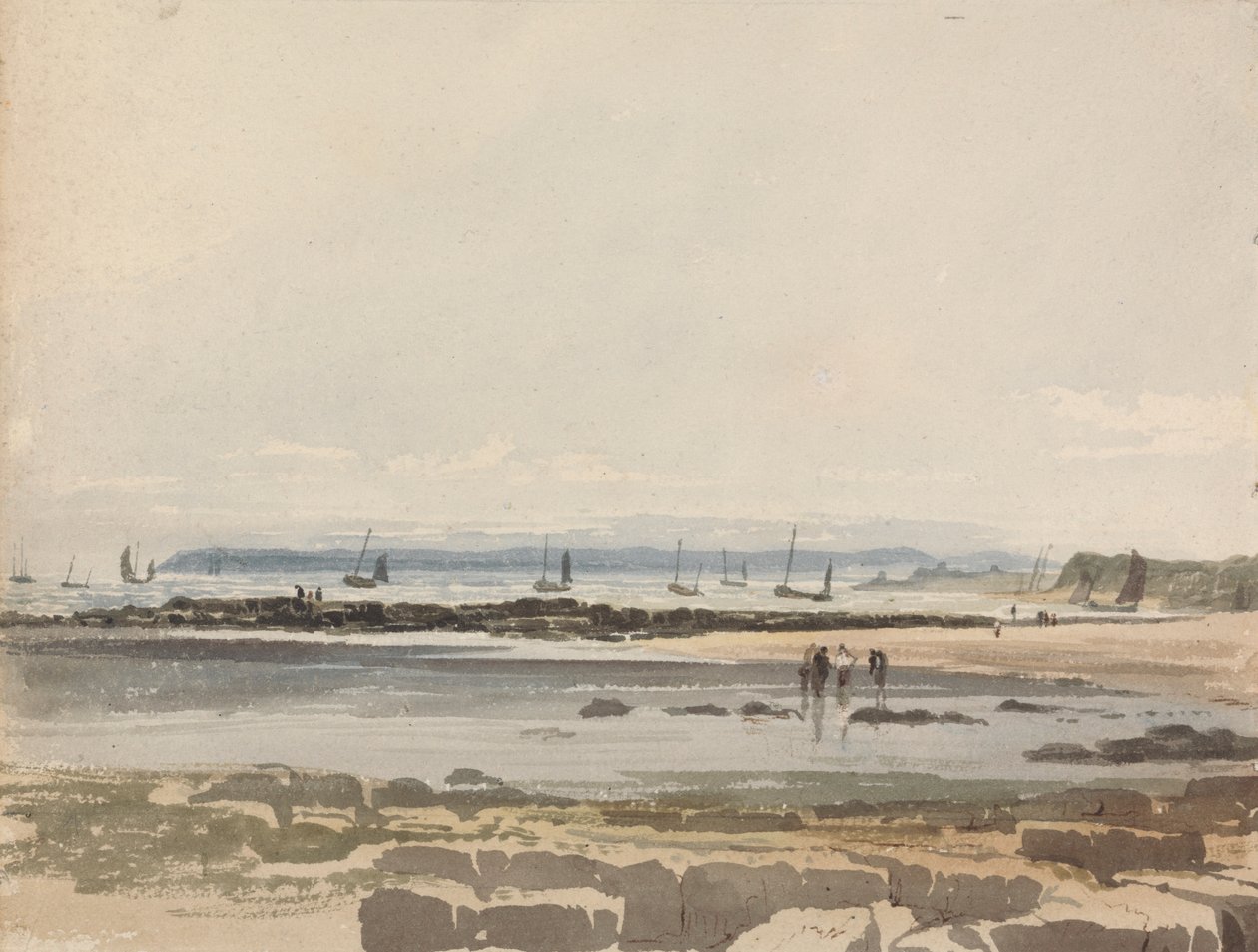Strandscene av Samuel Prout