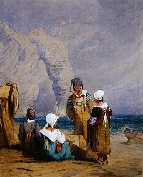 Figurer på stranden (akvarell på papir) av Samuel Prout