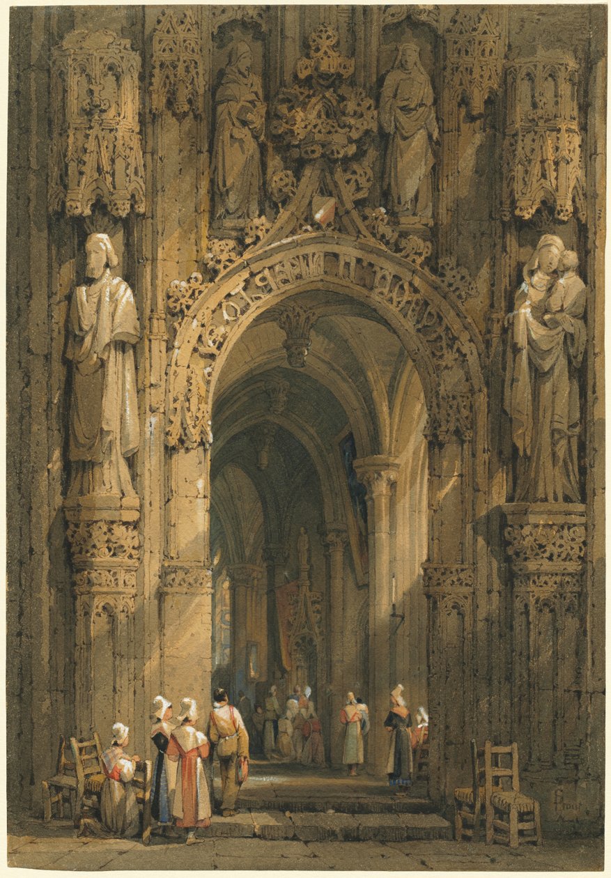 Interiør i en katedral av Samuel Prout