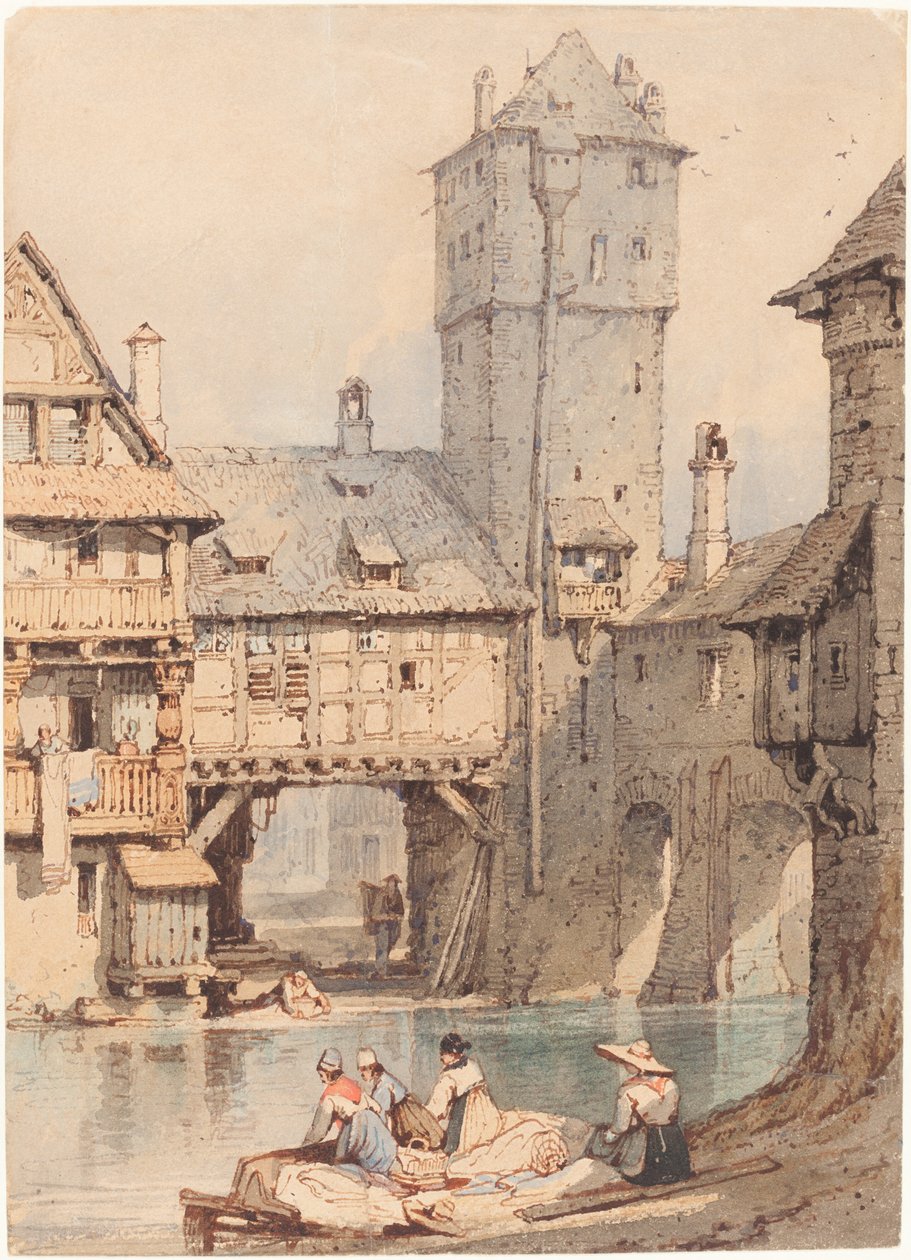 Vaskerier før Wasserturm, Nürnberg av Samuel Prout