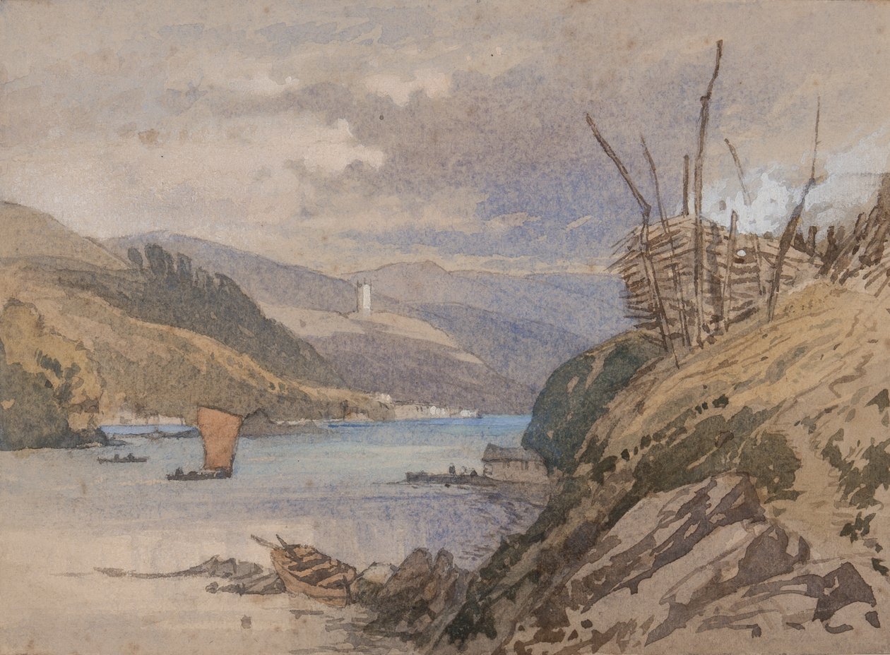 On the Yealm, South Devon (wc på papir) av Samuel Prout