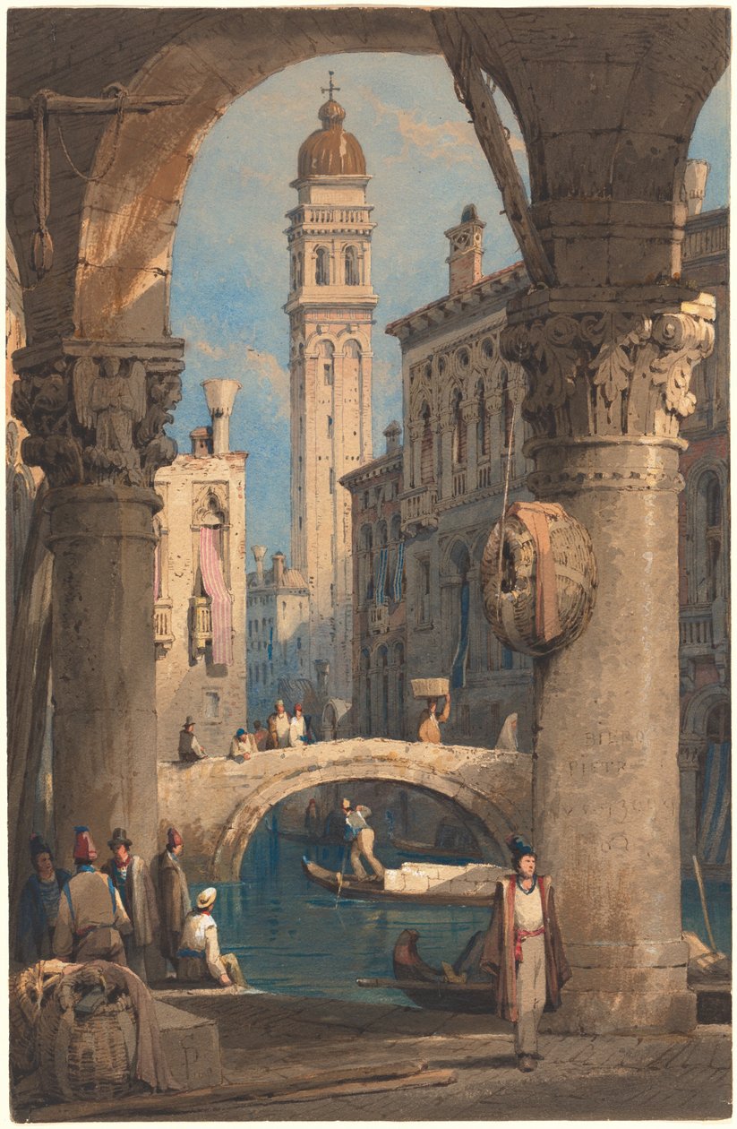 San Giorgio dei Greci, sett fra en arkade av Samuel Prout