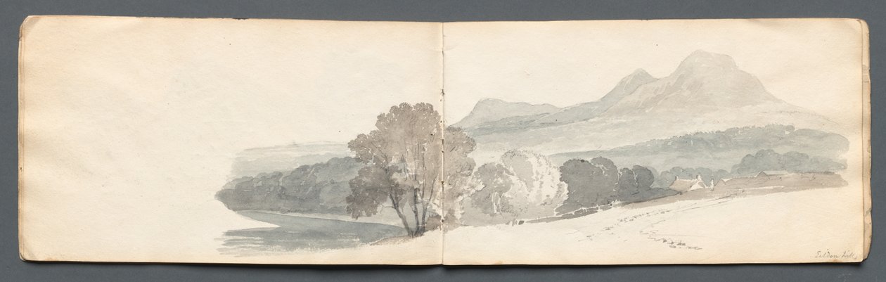 Skissebok: Eildon Hills, 1814. av Samuel Prout