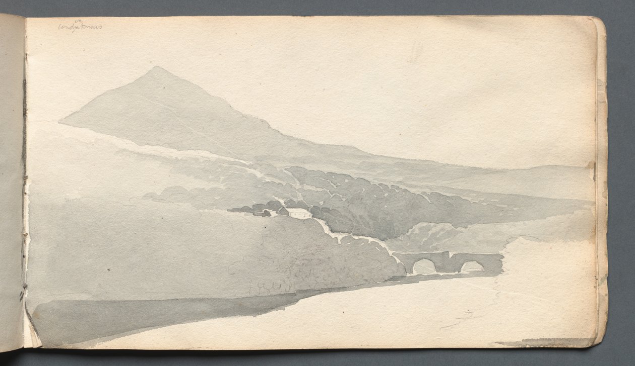 Skissebok: Fjelllandskap med bro, 1814. av Samuel Prout