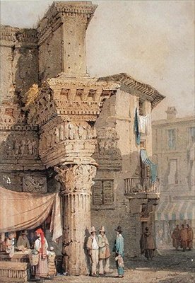 Pallas tempel, Forum of Nerva, Roma (akvarell på papir) av Samuel Prout