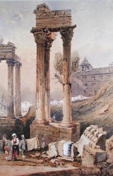 Vespasians tempel (akvarell på papir) av Samuel Prout