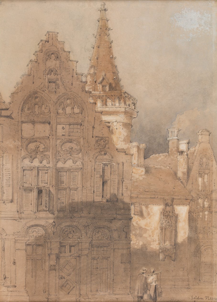 The Golden Fleece, Brugge, dato ukjent (akvarell på papir) av Samuel Prout