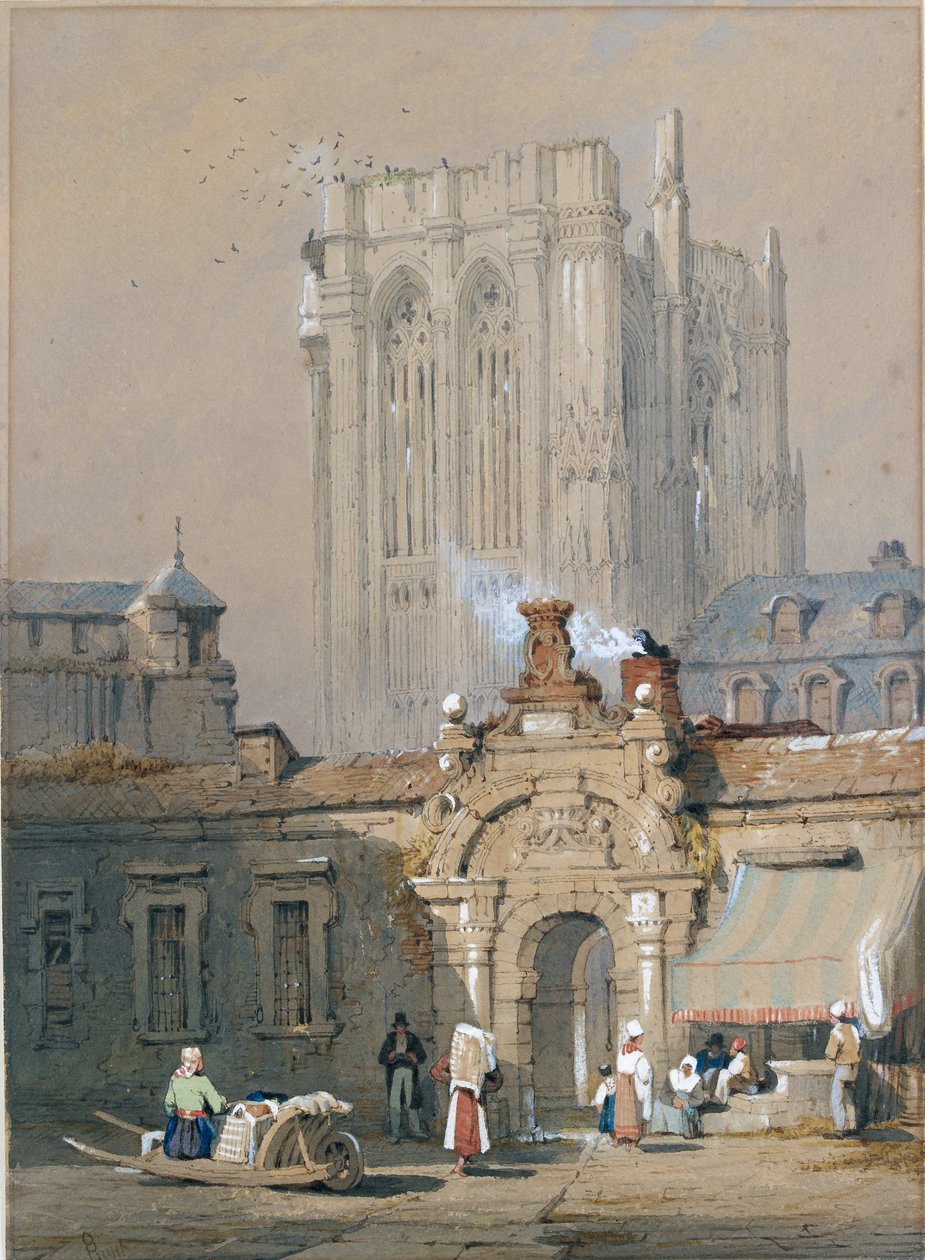Det gamle tårnet, Kölnerdomen, tidlig på 1800-tallet av Samuel Prout