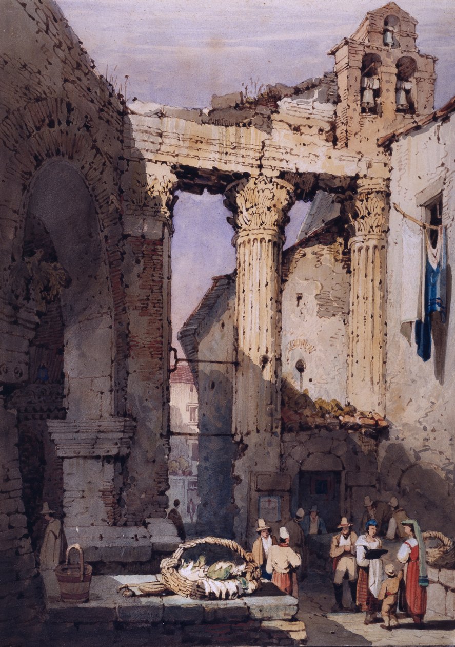 The Temple of Mars Ultor av Forum of Augustus (akvarell på papir) av Samuel Prout