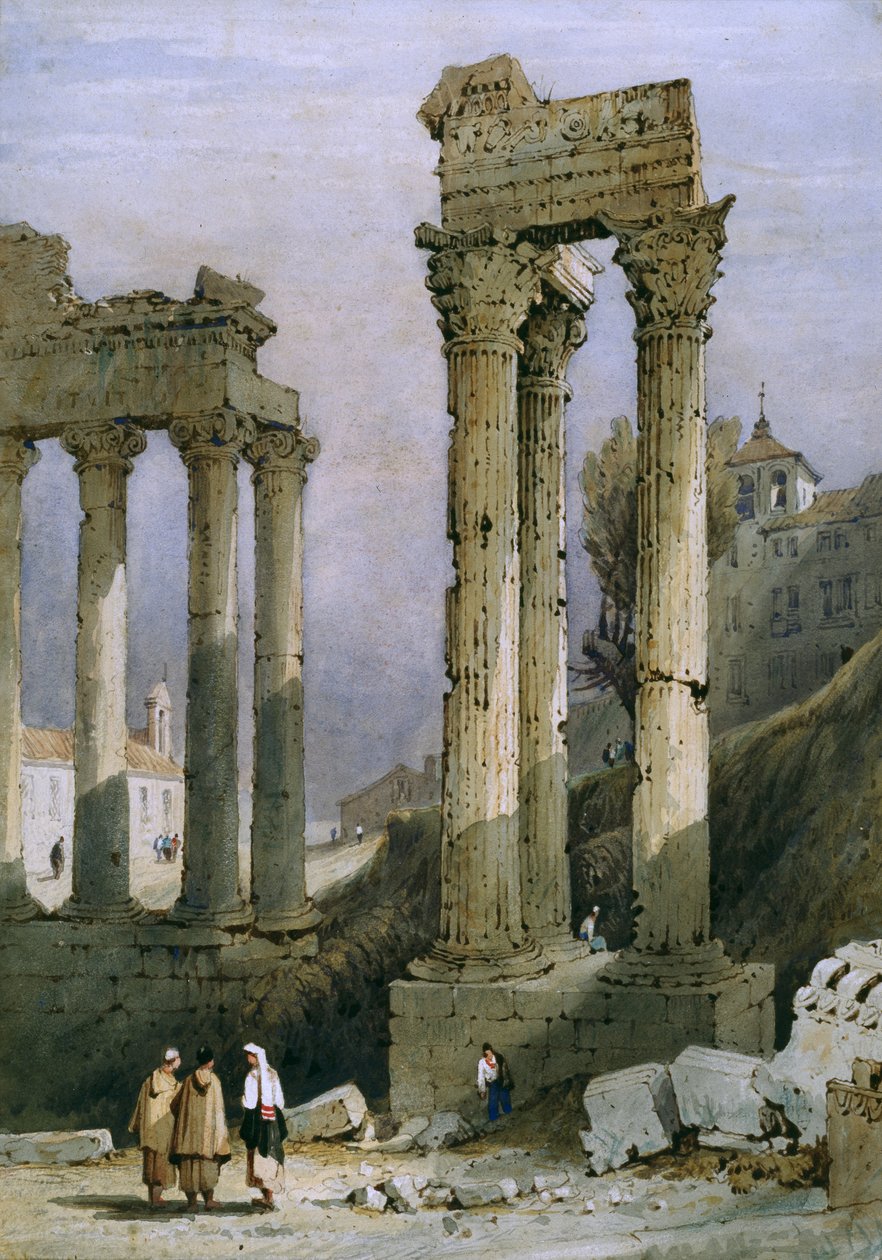 The Temple of Vespasian and Saturn (akvarell på papir) av Samuel Prout