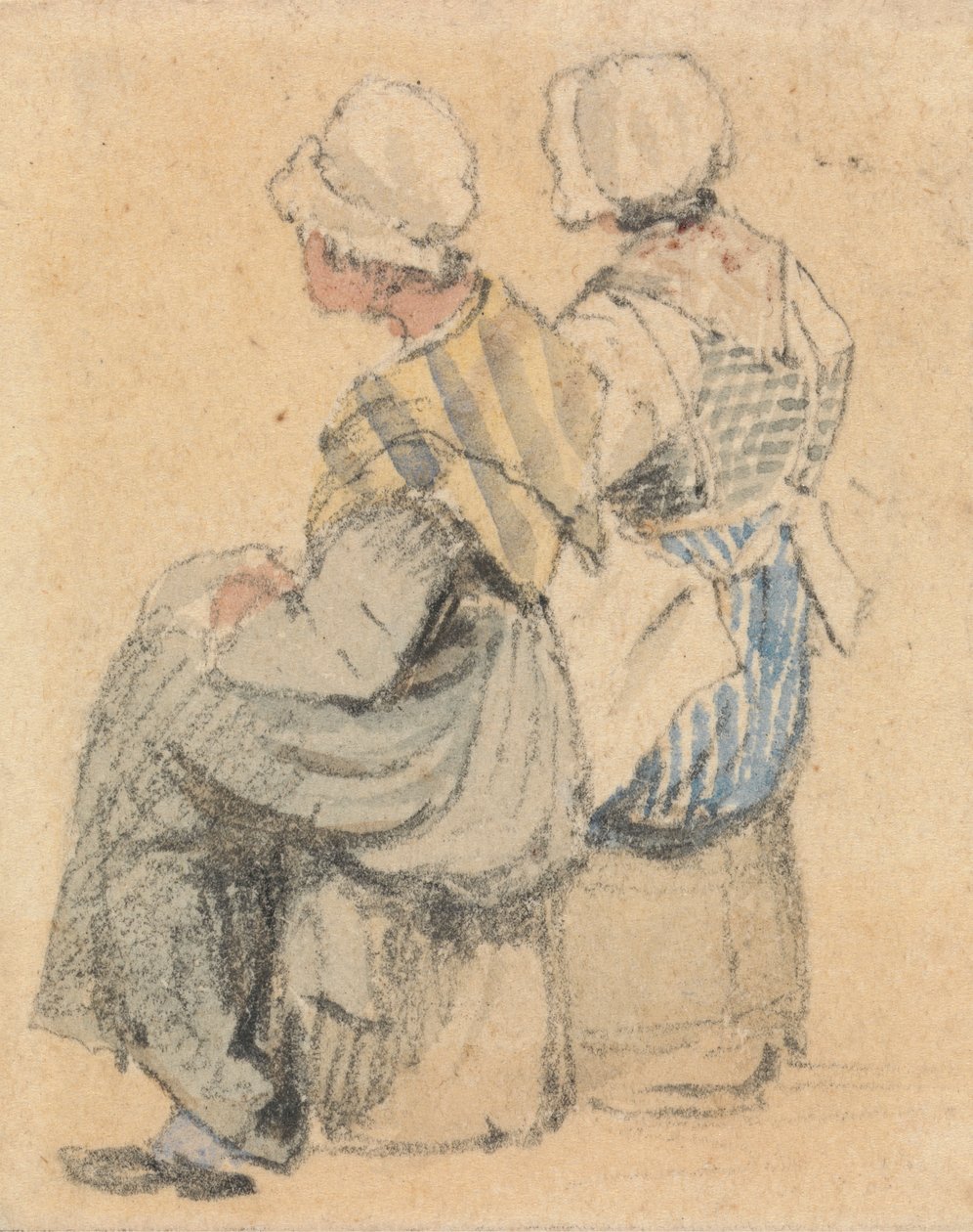 To bondepiker, sittende av Samuel Prout