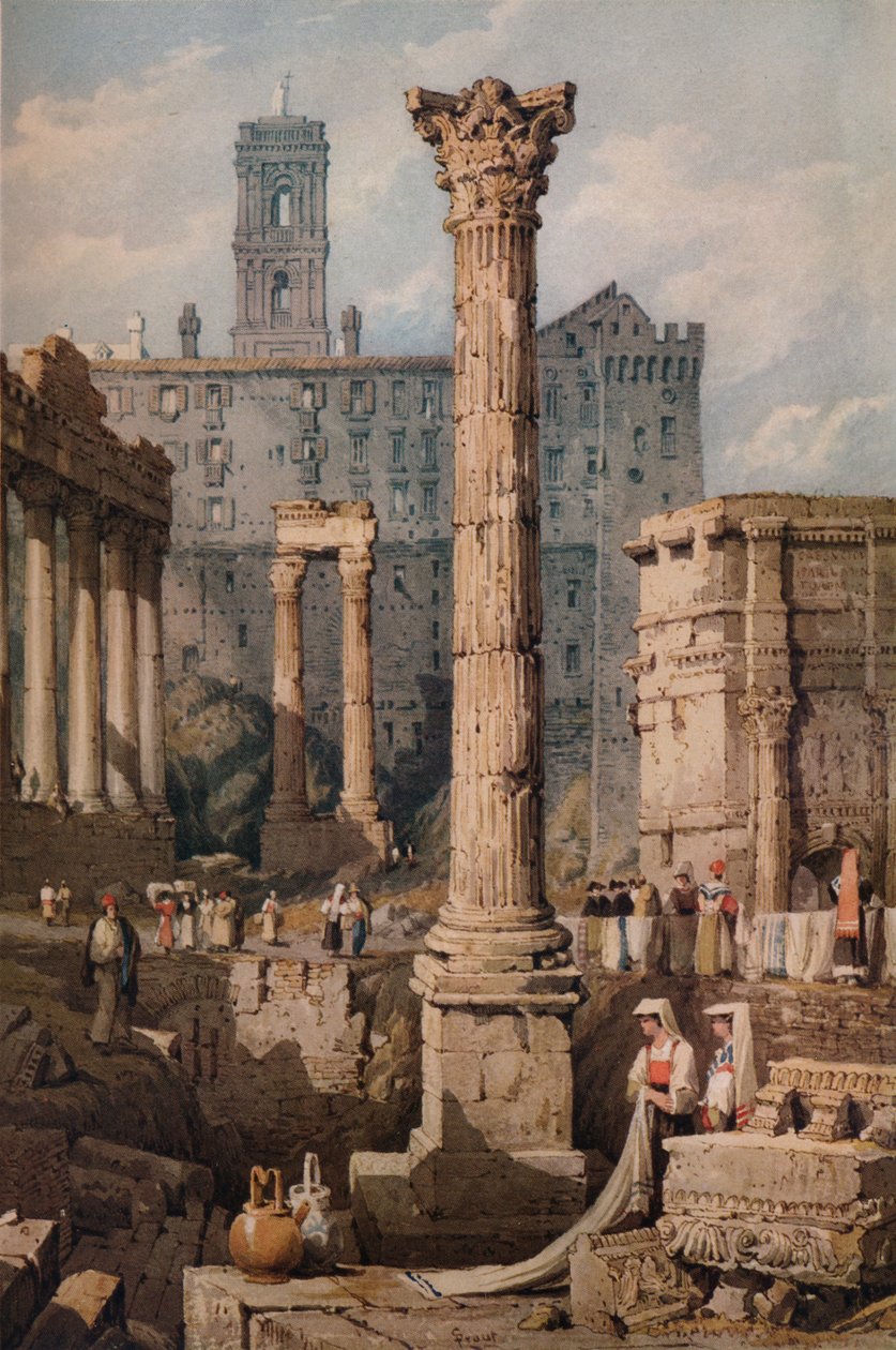 Visning i Forum, Roma, c1823 av Samuel Prout