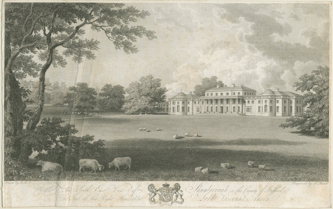 Shugborough Hall: gravering, nd [c 1802] av Samuel Rawle