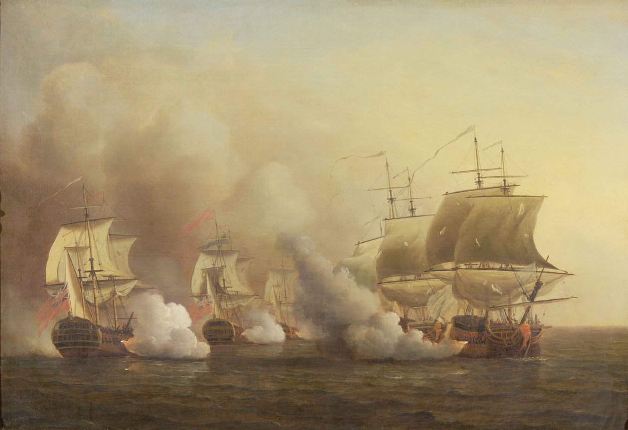 Aksjon utenfor Kapp det gode håp, 9. mars 1757 av Samuel Scott
