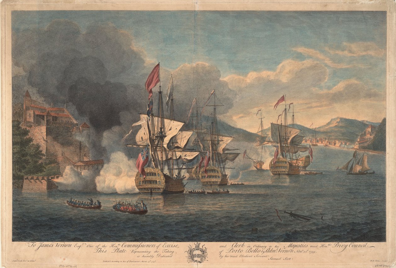 Erobringen av Porto Bello av admiral Edward Vernon 22. november 1739 av Samuel Scott